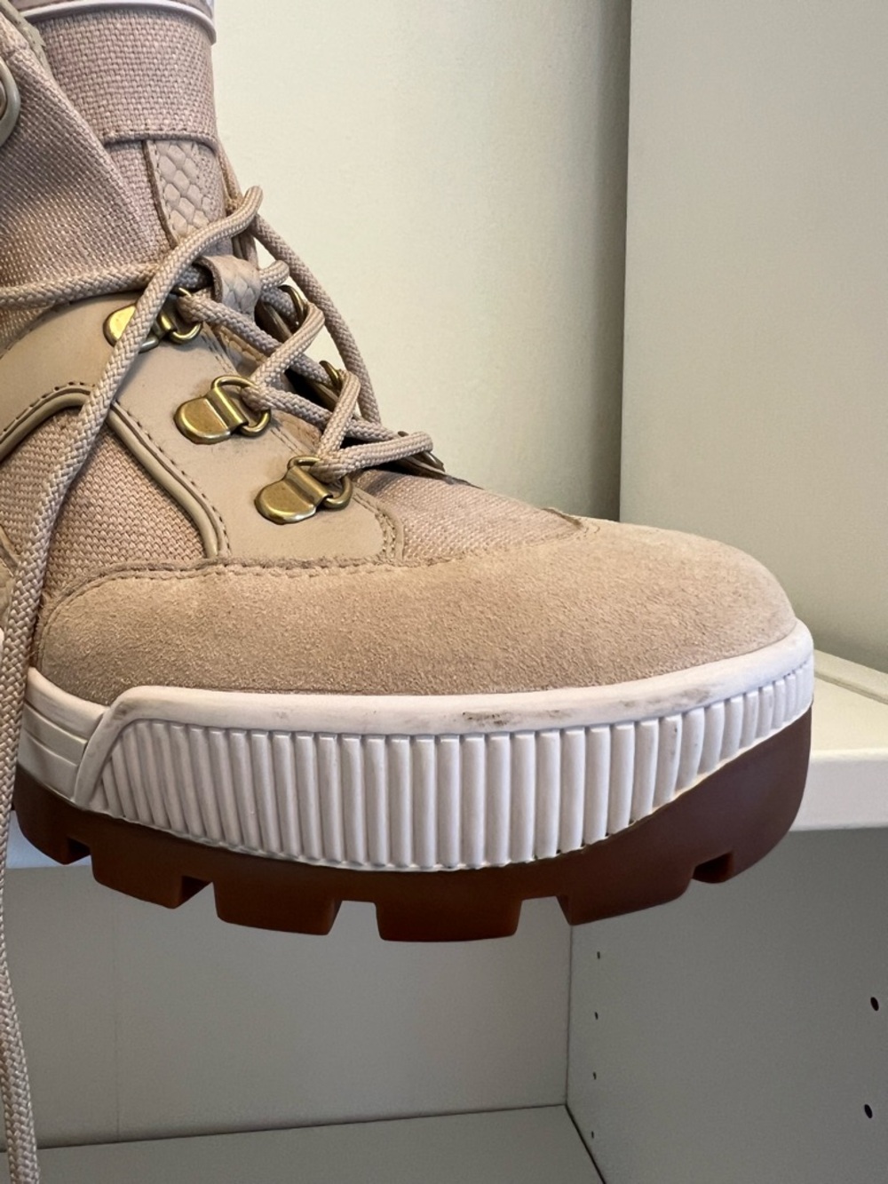 Michael Kors Beige/Tan Combat Moto Boots - Picture 6 of 8